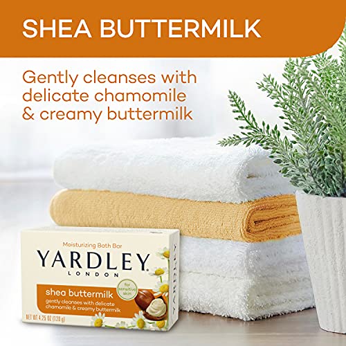 Yardley London Shea Buttermilk Sensitive Skin Naturally Moisturizing Bath Bar, 4.25 Ounce, 2 Count #TOP2
