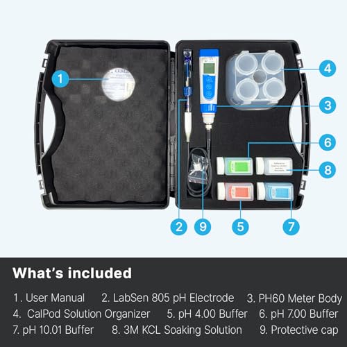 image for Apera Instruments PH60-PW Handheld pH Meter Tester Kit with LabSen 805