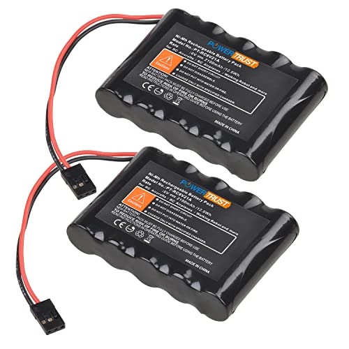 PowerTrust 2-Pack RC Battery 6V Rechargeable Battery Pack for RC Aircrafts, RC Airplane, Walking Robot and More