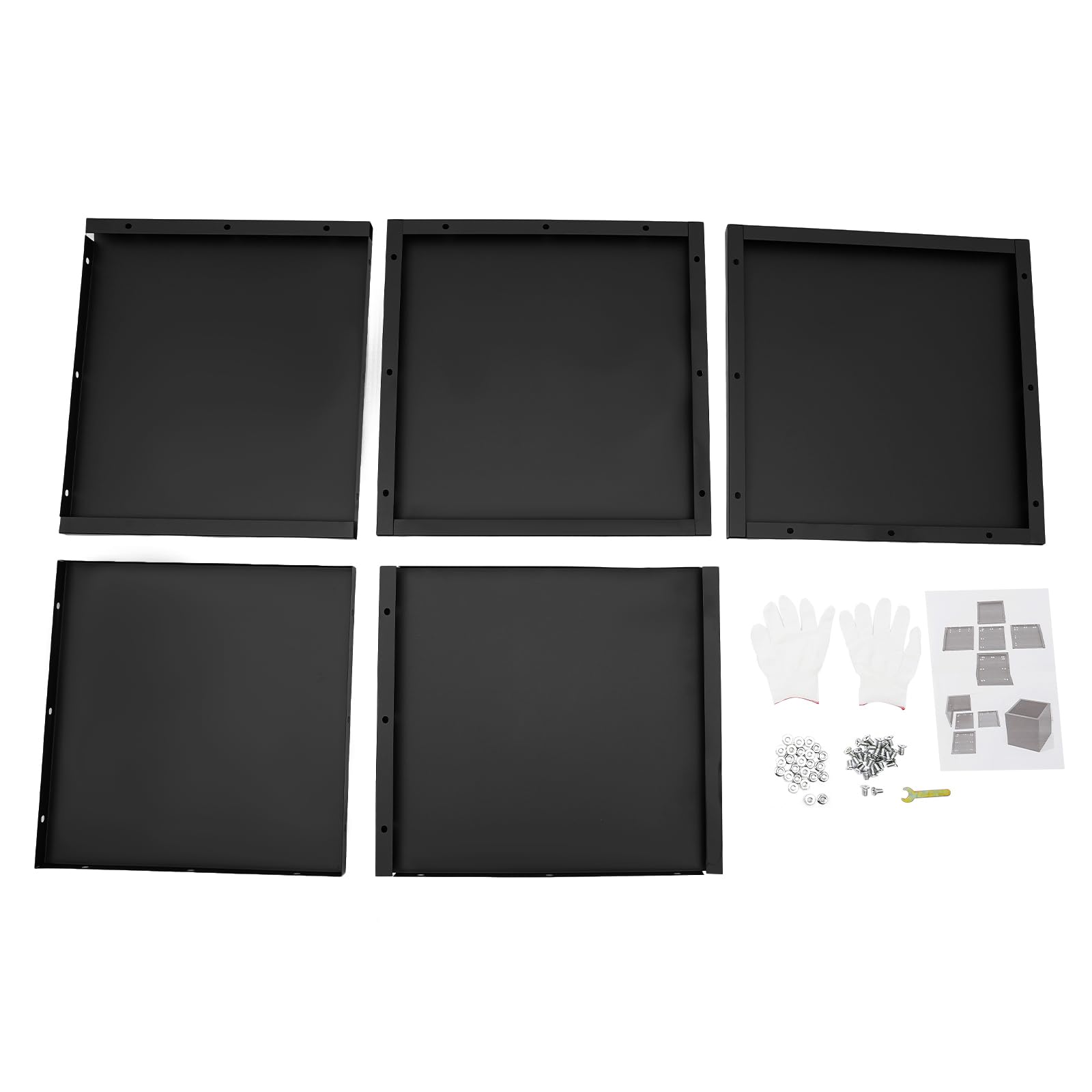 Macetero con guantes, jardinera de acero cuadrada, para interior y exterior, 50 x 50 x 50 cm (Negro)