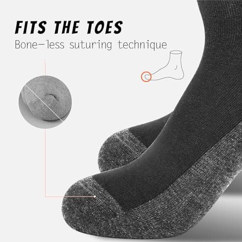 Crew Socks for Men, Black Grey Cotton Tube Athletic Socks Suitable for Running Basketball Hiking Soccer Tennis Workout,Non Slip Arch Support Seamless Socks,8 Pairs3