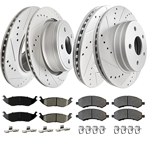 Weize BRA-0118-DR0617 Front +Rear Truck & Tow Brake Kit, Carbon Fiber Ceramic Brake Pads & Drilled/Slotted Brake Rotors thumb #6