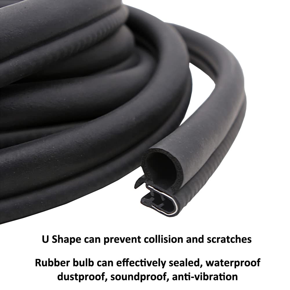 ETOPARS 118" Pollice Guarnizione in Gomma per Porta Auto Protezioni del Bordo della Portiera Forma U Striscia di Tenuta con Lampadina Laterale per Auto Barca 10mm X 17mm