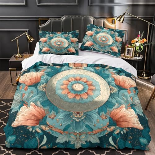 Housse de couette mandala 3D en microfibre de luxe bohème King - 4