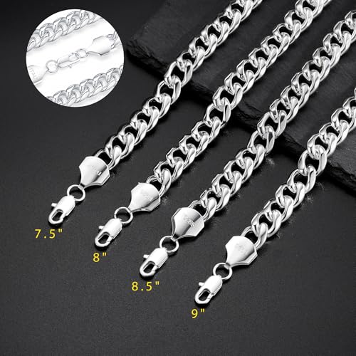 Pulsera eslabones cubanos de plata S925 para hombre 12MM miniatura 7