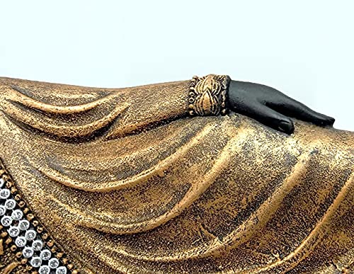Image of Sleeping Buddha Statue for Home Decor Resin Showpiece Table Decorative Shelf Decoration Items for Living Room (Black Gold, 4X11 inch)