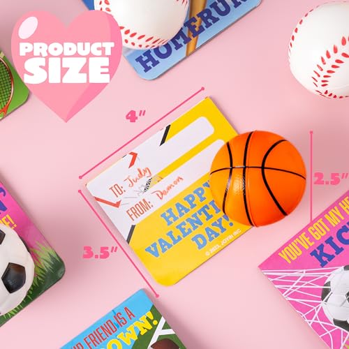 JOYIN-30-Packs-Valentines-Day-Sport-PU-Balls-with-Gift-Card-Mini-Sports-Ball-Squeeze-Foam-for-Classroom-Exchange-Gift-for-Kids-Holiday-Party-Favor-Toys-Reward-Prizes-Stress-and-Anxiety-Relief