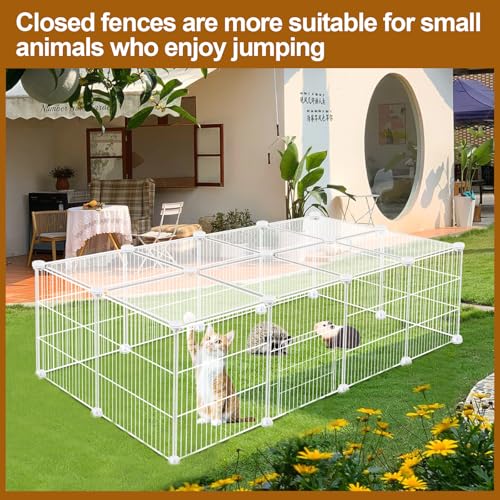 Image of VISCOO 20 Panels Small Animal Playpen, Pet Playpen, C&C Cage for Guinea Pigs, Rabbit /Bunny Cage, Puppy Play Pen, Indoor Outdoor Portable Metal Wire Yard Fence(White)