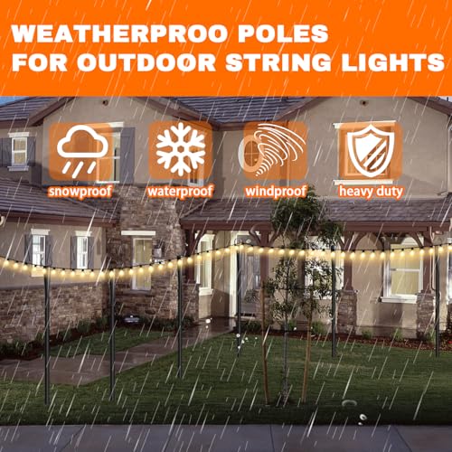 Solución para colgar luces exteriores con postes de 10 pies 5
