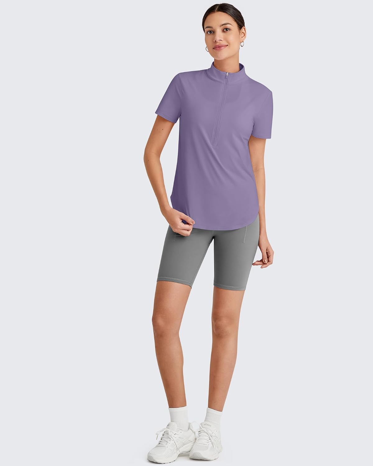 G4Free Skimetic UPF 50+ Womens Workout Tops Short Sleeve Half Zip Golf Shirts Loose Fit Athletic Gym Tshirts Running