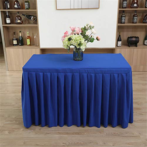 Wařm Tablecloth Conference Exhibition Activities Table Cloth Wedding Banquet Table Skirt Rectangulaire Table Cover Dark blue 120x45+75CM