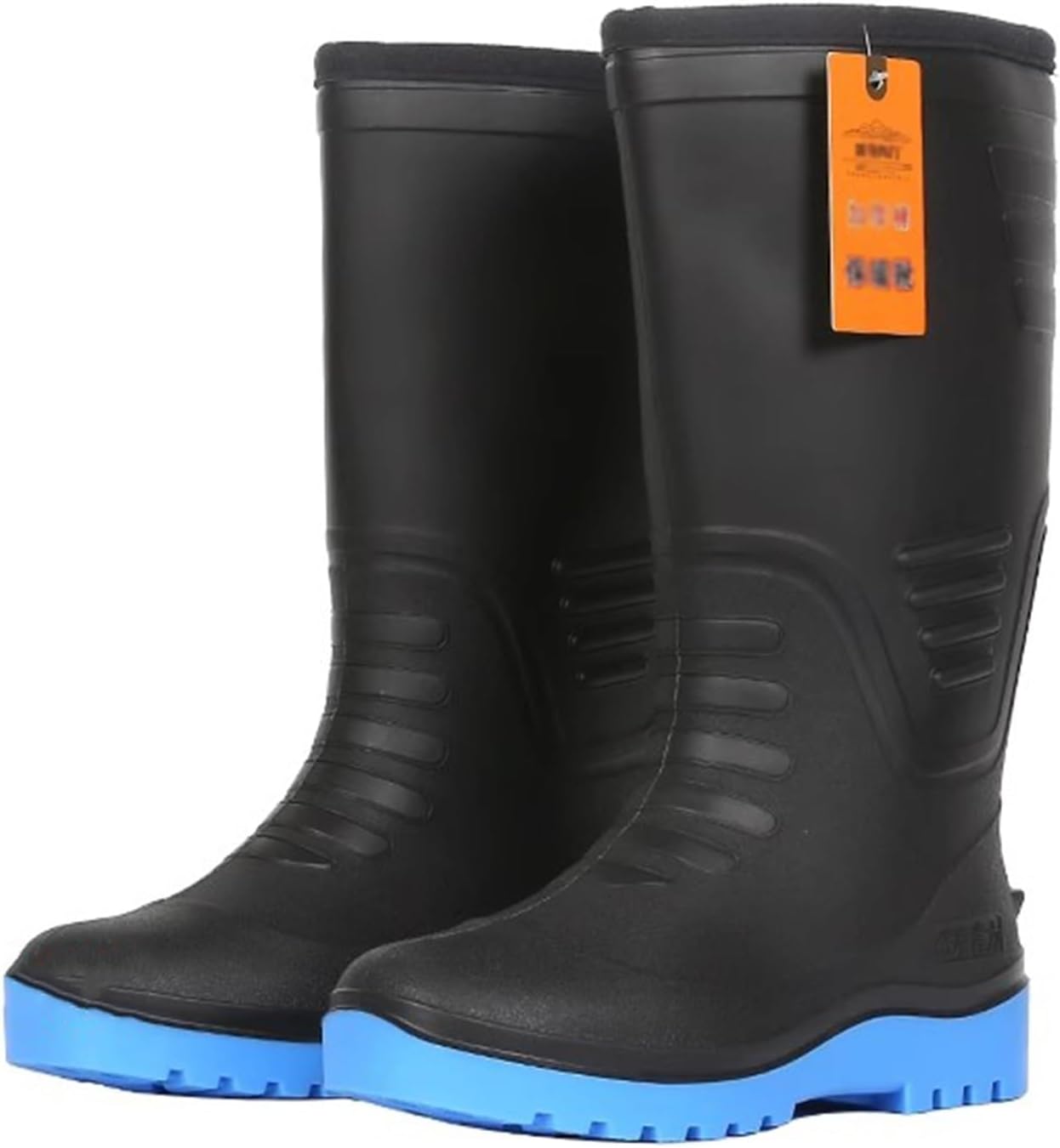 PVC Warm Men's Fishing Hip Waders, Abrasion Resistant Rubber Sole Knee Wading Boots, Suitable For Outdoor Work (Black40cm,10.5)