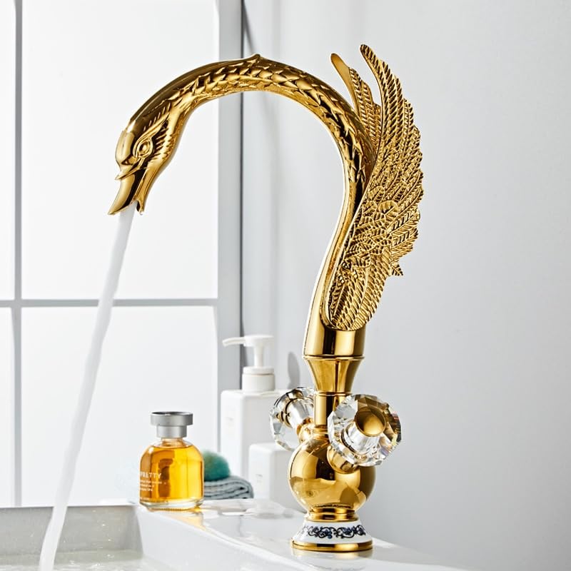 Robinet de lavabo en laiton massif or mitigeur de salle de bain monotrou