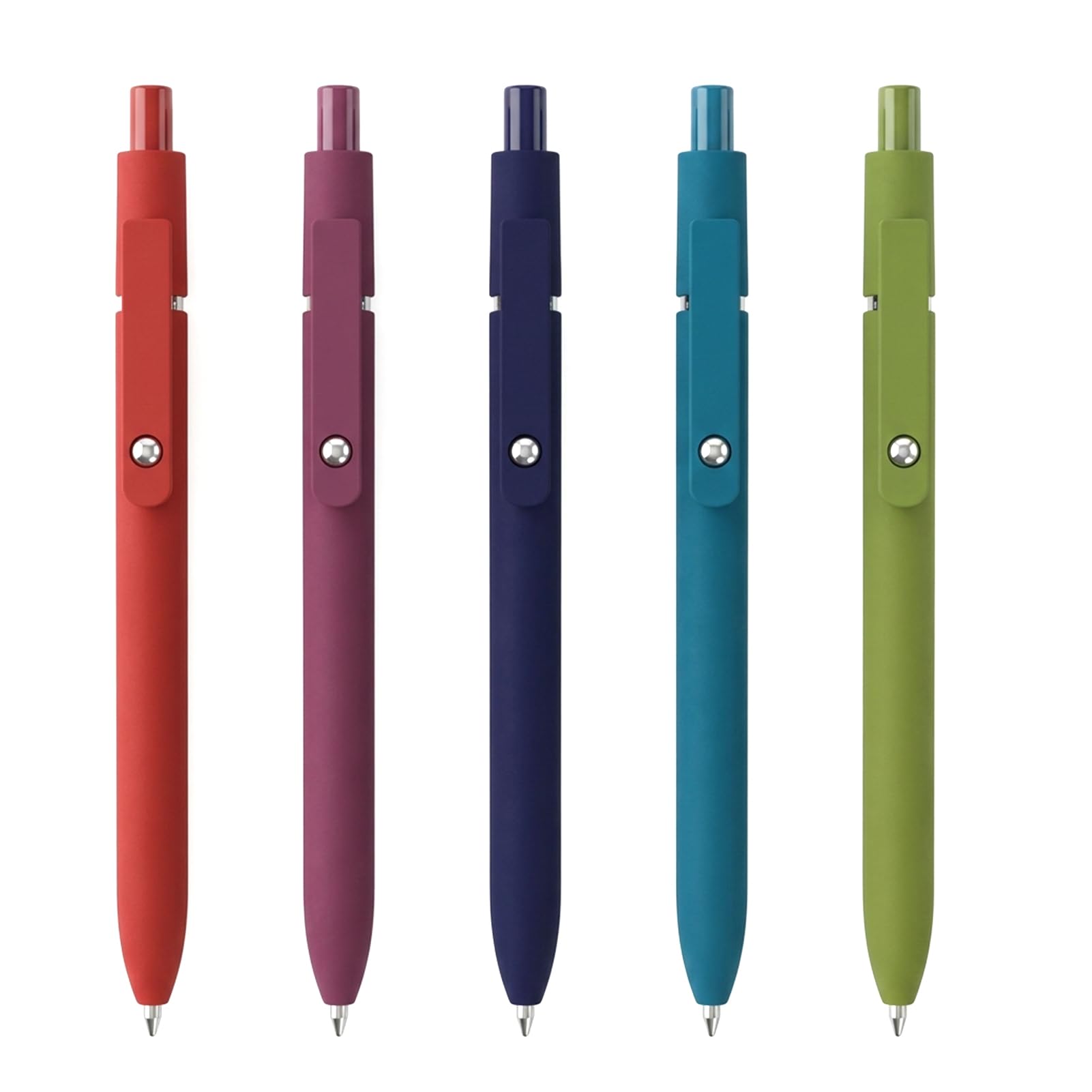 Lomuna Vintage Colors Retractable Gel Pens, 5 Pcs Fine Point Smooth Writing Ink Pens for Journaling Note Taking, Aesthetic Office School Supplies Gifts for Women and Men