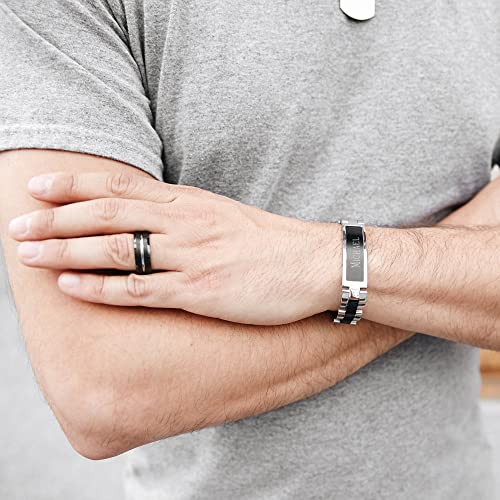 Eve'S Addiction BR11023 Custom Engraved Men'S Stainless Steel Id Bracelet thumb #8