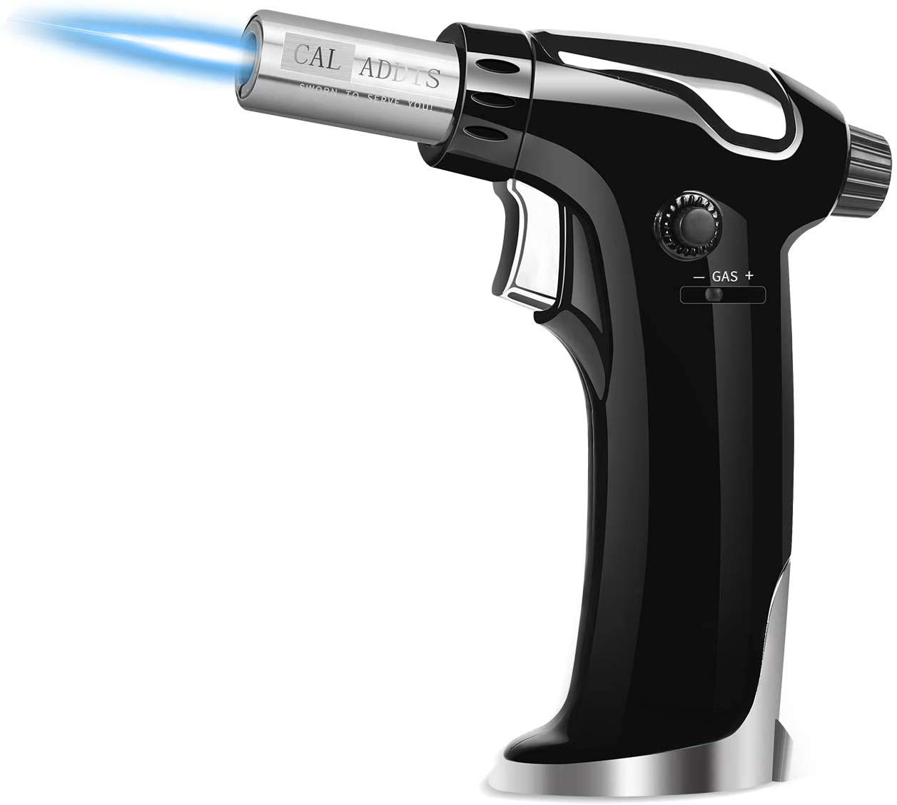 CalAddis Culinary Butane Torch, Refillable Kitchen Blow Torch Lighter, Cooking Torch with Adjustable Flame and Safety lock for BBQ, Baking, creme brulee torch Brulee, Black (Butane gas not included)