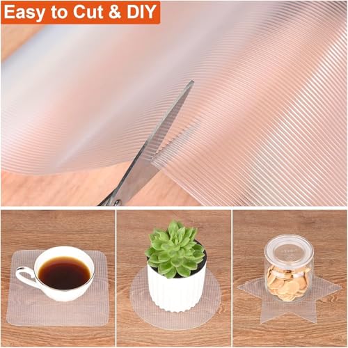 Image of Krenz Multipurpose Anti-Slip Mat, Sheet for Fridge, Kitchens, Cupboard, Drawers, Shelf Liner | Super Strong EVA, Water Resistant Washable for Kitchen Shelves (Transparent Line, 45W x 500L cm)