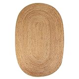 Superior Braided Jute Handwoven Indoor Area Rug, Jute Floor Decor for Living Room, Dining Room, Bedroom, Office, Dorm, Kitchen, Entry, Hand-Woven Modern Farmhouse Rugs, 4' x 6' Oval, Natural Tan