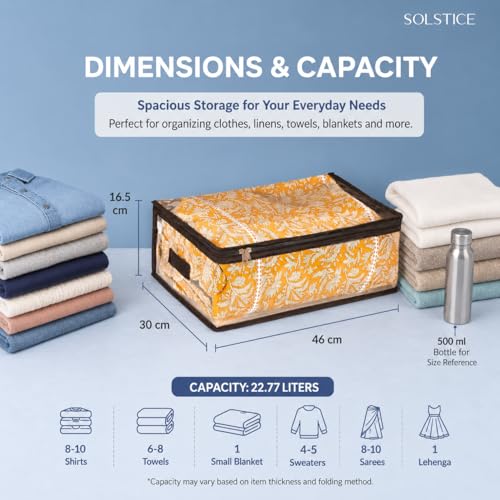 Image of SOLSTICE Transparent Storage Bags for Clothes, Saree Cover Organizer, Waterproof PVC Storage Bag, Wardrobe Clothes Organizer for Small Blankets, Bedsheets, Toys & Documents (Pack of 4)