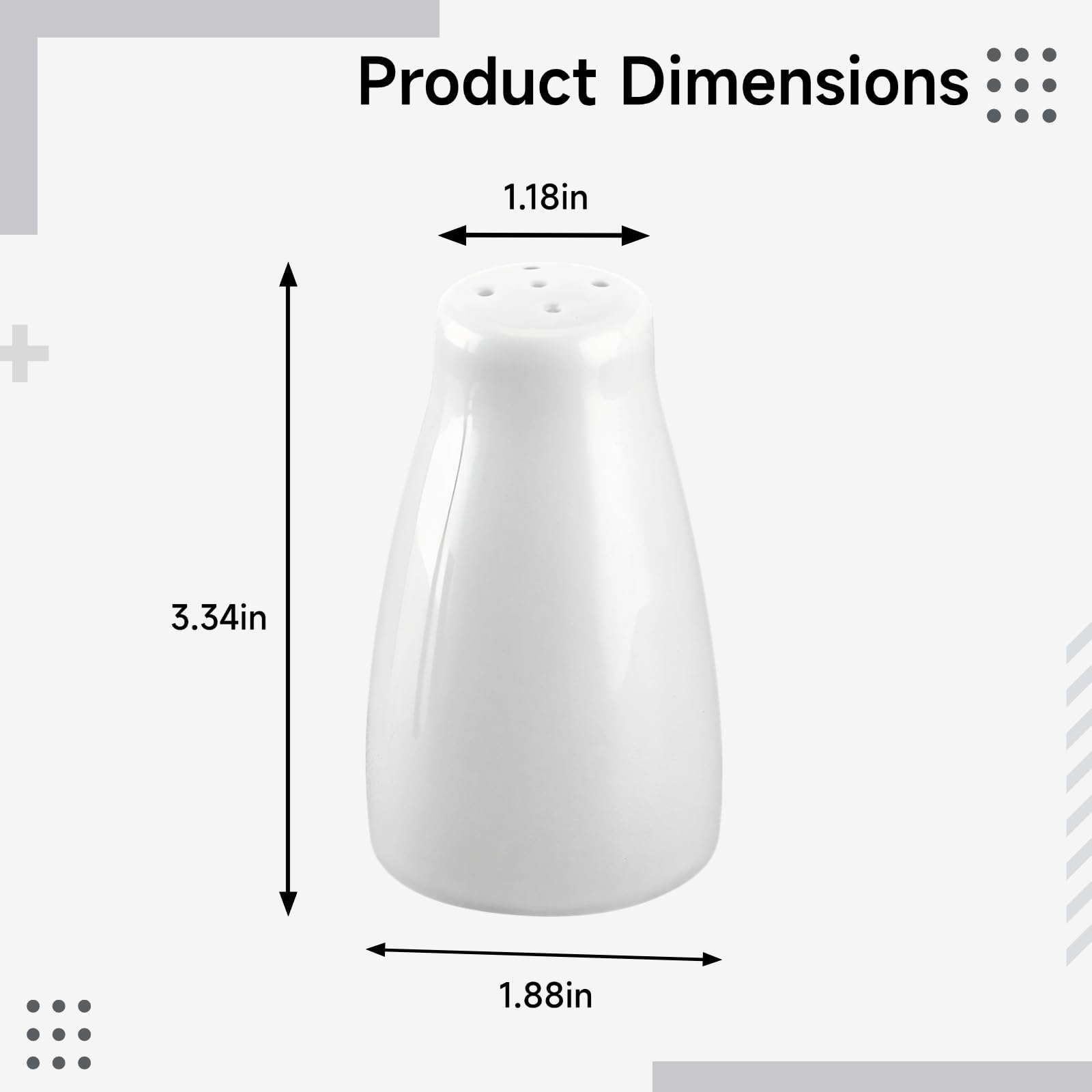 Juego de 10 saleros y pimenteros de cerámica, diseño de 5 agujeros para un control preciso, ahorro de espacio para uso doméstico y restaurante, 3 x 8,5 cm