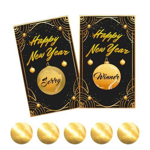 Comfzybe 40 PCS Gold Glitter New Year Scratch Off Raffle Tickets