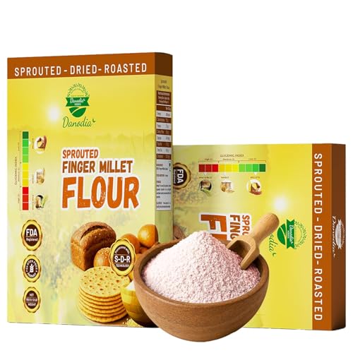 Danodia Foods Sprouted Finger Millet Flour (Ragi) – 950g (2lbs) | Gluten-Free, Vegan, Superfood | S-D-R Process (Sprouted–Dried–Roasted) | Low Moisture, Long Shelf Life | Roasted Millet Flour