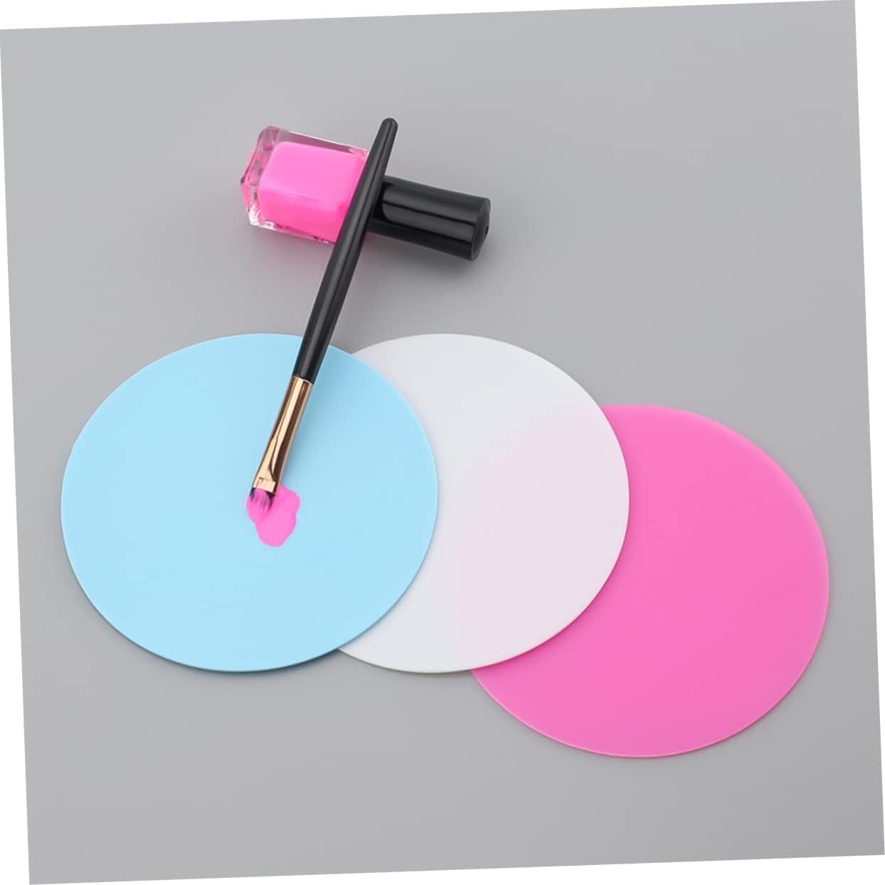 2sets Professional Nail Art Mixing Palette Round Resin Paint Tray for Gel Polish Easy Carriage and Storage 5pcs*2
