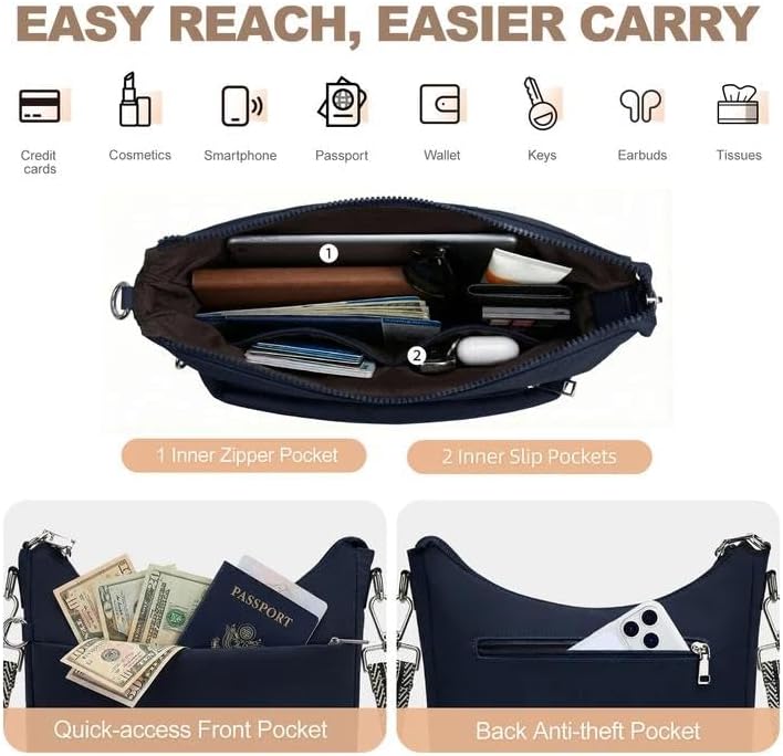 Anti Theft Crossbody Purse Hobo Crossbody Bags for Women, Quilted Puffer Bag Slouchy Built-in Wallet & RFID Blocking - Image 4