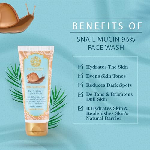 Image of RYLLZ ESSENTIALS Snail Mucin Face Wash | 96% Snail Secretion Filtrate | Low pH Gel Cleanser | with Hyaluronic Acid, Ceramide, Niacinamide, Vitamin C & Alpha Arbutin | for Intense Hydration, Barrier Repair, Glowing Skin, Blemishes, Anti Aging, Skin Firming, Wrinkles & Spot Correction | Korean Skincare | 100ml