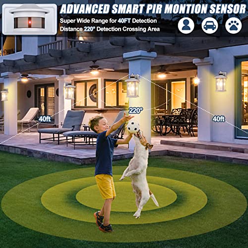 Advanced Motion Sensor Outdoor Lights 2 Packs - White Dusk To Dawn Outdoor Lighting, Anti-Rust Exterior Light Wall Mount Fixtures, Waterproof Porch Outside Lights Wall Sconce For House, Garage #TOP2