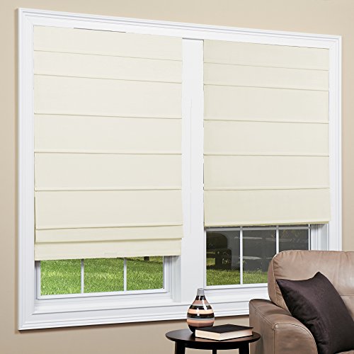 Cordless Room Darkening Fabric Roman Shade (Bone, 35x64)