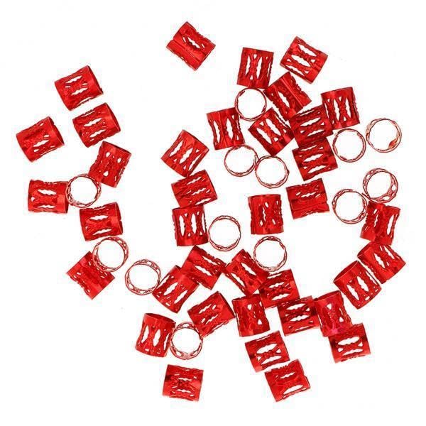 SNAPPSY 8xPhenovo 50pcs/Pack Hair Braid Cuff Adjustable Hair Dreadlock Beads Red-image-12