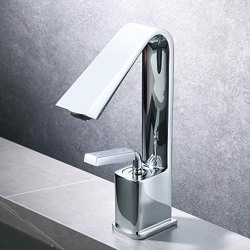 Robinet d'évier de salle de bain doré monotrou mitigeur eau chaude et froide en laiton