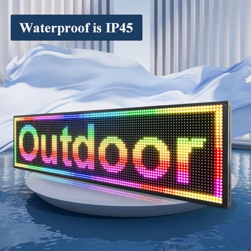 Image of P10 Outdoor Led Sign 52 inchx14 inch RGB Full Color WiFi Programmable Bright LED Scrolling Message Display Board, Perfect Solution for Advertising