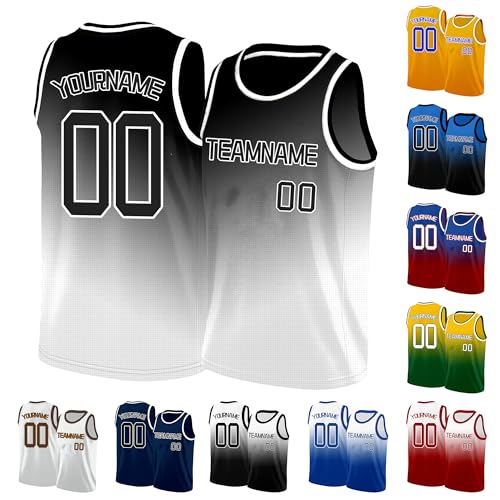 Image of Custom Basketball Jersey for Men - Personalized Name & Number, Embroidered or Printed, Athletic Shirt for Kids, Boys & Youth