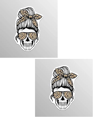 Calcomanía de vinilo de leopardo con diseño de calavera para automóvil, camión, SUV, camioneta, parachoques de ventana, pared, laptop, tableta, vaso