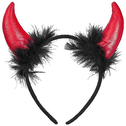 Balinco Halloween Teufelsohren Haarreifen Teufelchen Outfit Teufel Hörner Rot/Schwarz Glitzer Sexy Damen Verkleidung Satan Outfit Kopfschmuck Karneval Fasching