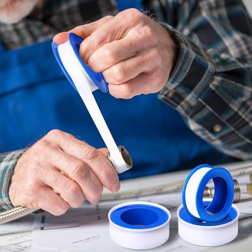 Image of Pushglossy 50 Rolls PTFE Tape 1 /2 x 520 Inches Plumbers Waterproof Sealant Plumbing Tape for Shower Head Repairing Water Pipe Sealing (White)