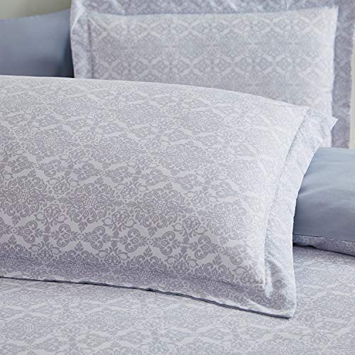 Image of Mellanni Duvet Cover Set 5pcs - Soft Double Brushed Microfiber Bedding with 2 Shams and 2 Pillowcases - Button Closure and Corner Ties - Wrinkle, Fade, Stain Resistant (Full /Queen, Laced Sky Blue) | Hotel Luxury, Extra Soft & Cooling - Microfiber - Button Closure and Corner Ties (Queen, Laced Sky Blue)