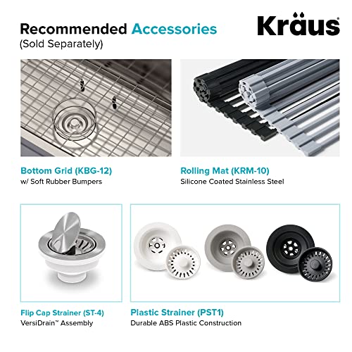 Kraus Keu-12 White Pintura 16 Gauge Undermount Single Bowl Enameled Stainless Steel Kitchen Sink, 23-Inch, White Rounded #TOP6