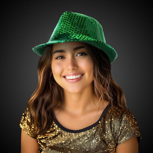 Glittering-Green-Sequin-Fedora-St-Patricks-Day-Party-Hat-for-Celebrations-Stylish-Nights-Out