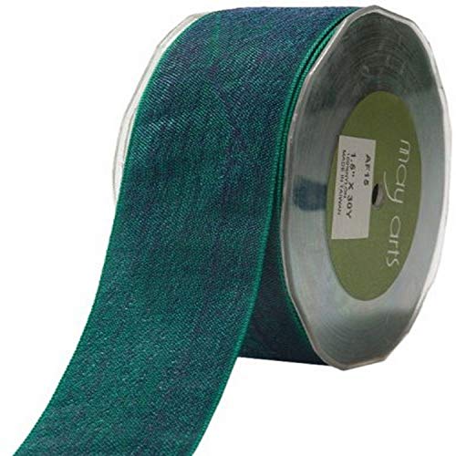 May Arts 1-1/2-Inch Wide Ribbon, Green and Blue Two Tone