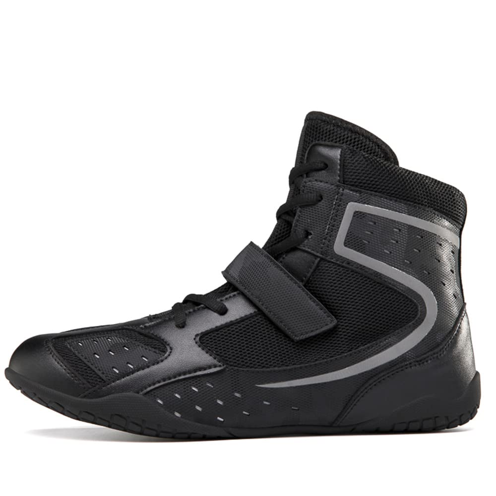 Zapatos de Boxeo para Hombres Zapatos de Lucha Profesional Zapatos de Entrenamiento Integral para Mujeres Botas de Boxeo para Fitness Negro EU 42