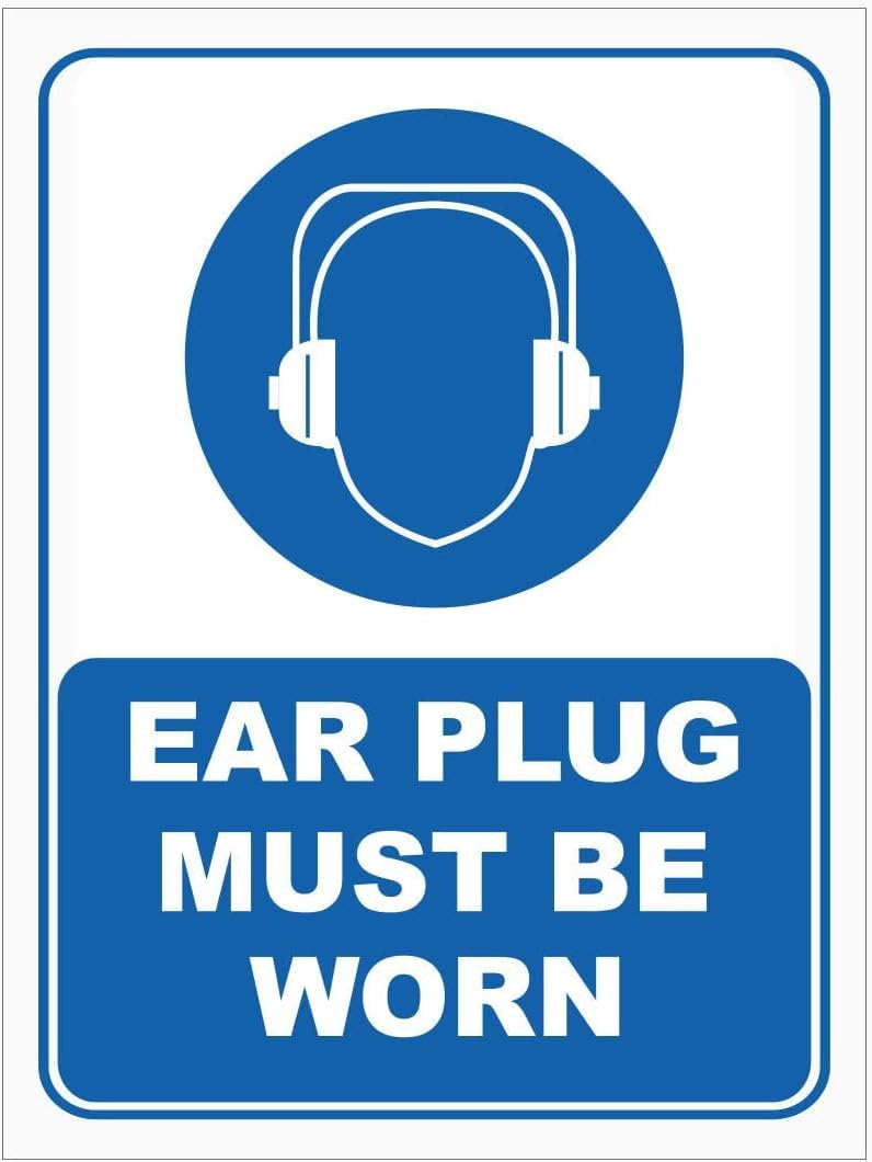 Ear Plug Must Be Worn Rust Free Aluminum Tin Sign - Workplace Decor with Pre-Drilled Holes for Industrial/Commercial Site - 8x12 Inch​