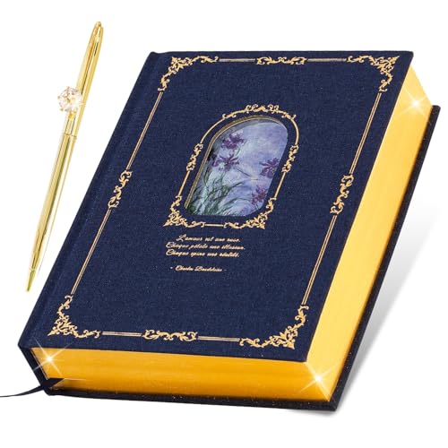 Thick Journal Notebook for Women & Girls, 360 Pages A5 Writing Journaling Notebook with Paintings, Women Journal for Writing, Vintage Journal with Gift Box & Pen for Women Gift Ideas (Midnight Blue)