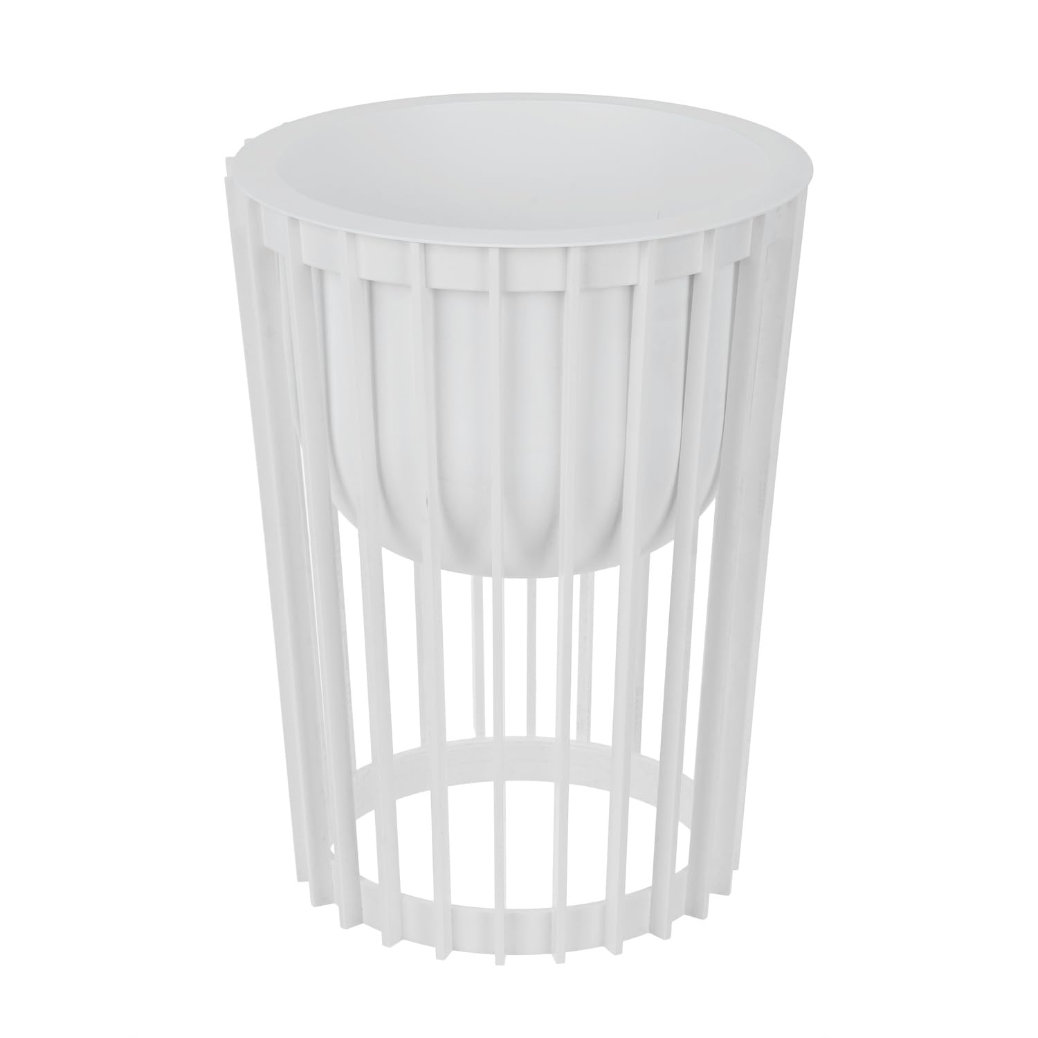 Supporto per fiori Ø 30 cm x H 40 cm | Porta piante in robusto plastica, utilizzabile su entrambi i lati | Fioriera per interni ed esterni | Tavolo per piante moderno e pratico | Bianco