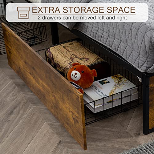 Gazhome Twin Xl Bed Frame With 2 Xl Storage Drawers, Metal Platform Bed Frame With Footboard, 9 Strong Metal Slat Support/No Box Spring Needed/Easy Assembly/Space Saving #TOP4