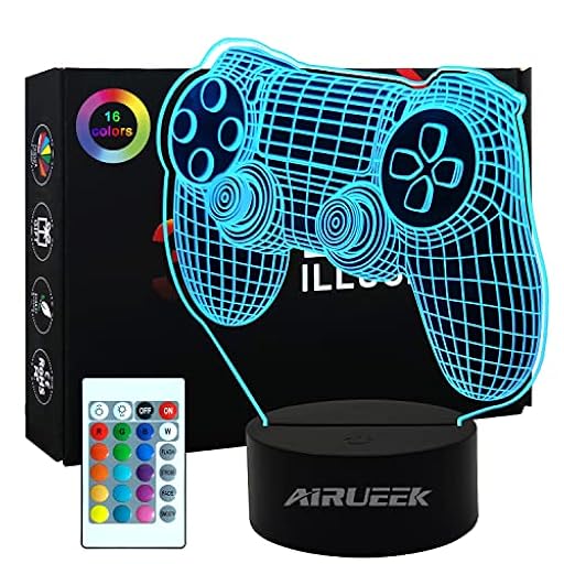 AIRUEEK Lampara 3d Gamer Luz Nocturna, De 16 Colores Lampara Gaming Con Control Remoto Carga Usb Para Gaming Decoracion Habitaciones, Niños, Gamers(Gamepad) | Ya disponible en tu tienda friki favorita! En mundofriki.es! AIRUEEK Lampara 3d Gamer Luz Nocturna, De 16 Colores Lampara Gaming Con Control Remoto Carga Usb Para Gaming Decoracion Habitaciones, Niños, Gamers(Gamepad) | Ya disponible en tu tienda friki favorita! En mundofriki.es!