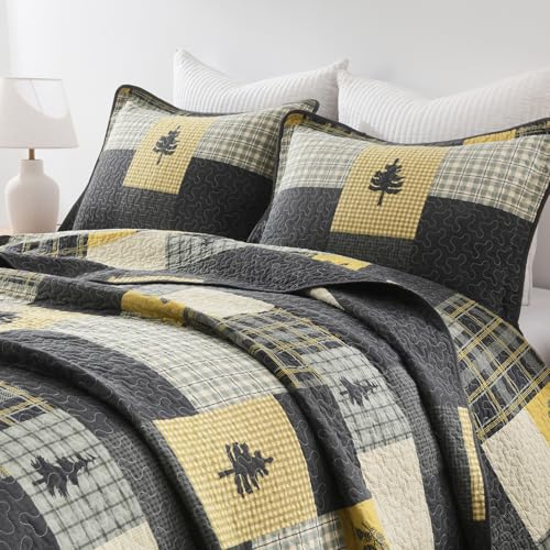 Image of Cabin Plaid Quilts Queen Size - 100% Cotton Western Bedding Set