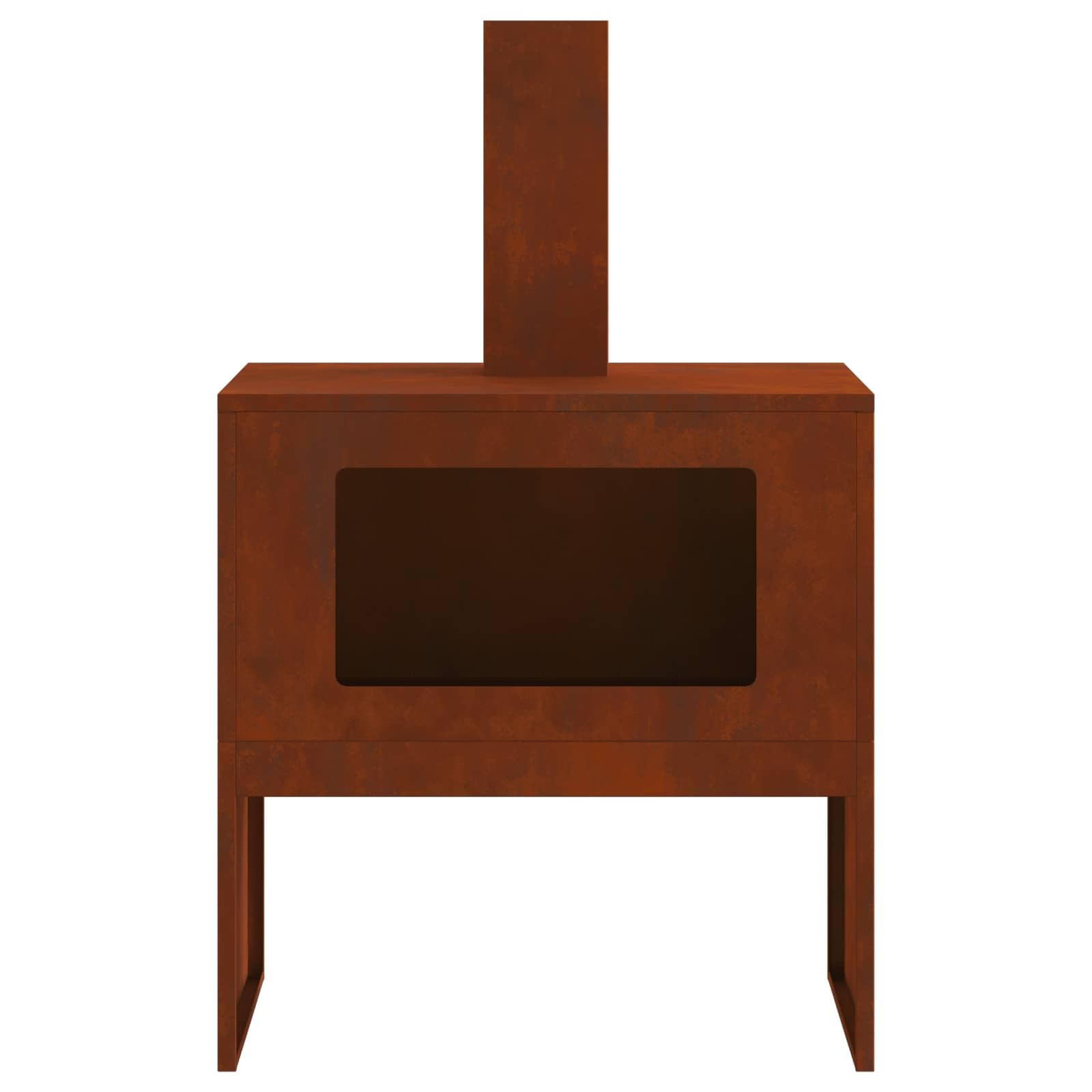 Brasero marrón 60 x 40 x 96 cm, acero resistente a la intemperie, estufa de jardín con chimenea para eventos al aire libre, resistente a la intemperie, hoguera abierta, diseño duradero